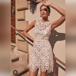 ASTR the Label Priscilla Festival Sequin Lace Up Back Crochet Dress